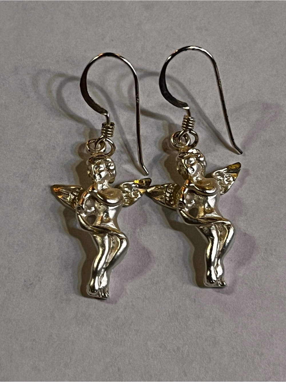 Source Unknown Silver Cherub Drop Earrings - Picture 1 of 3